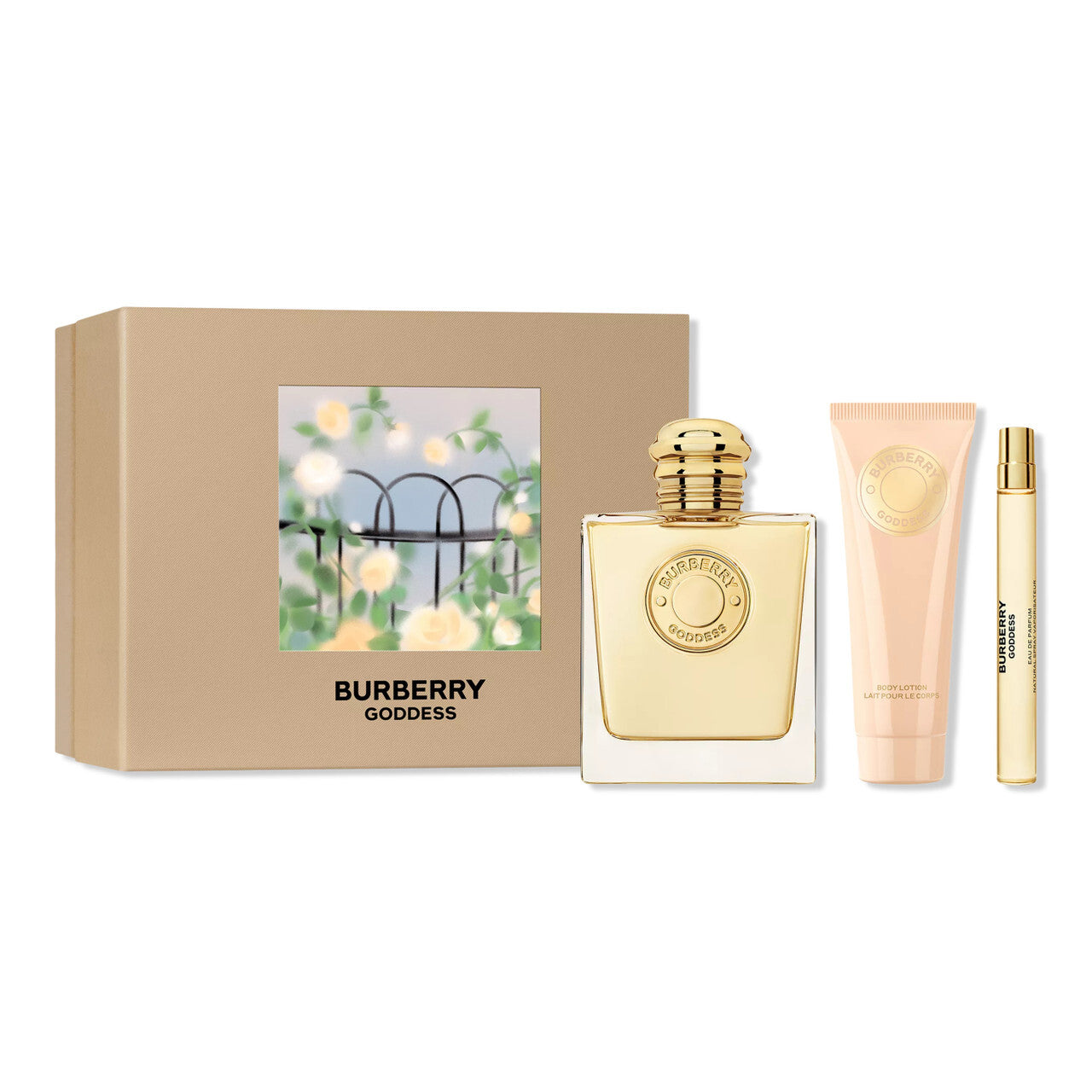 Burberry goddess 3 pcs set: 3.3 eau de parfum spray + 0.33 eau de parfum spray + 2.5 body lotion. – JawsFragrance.com