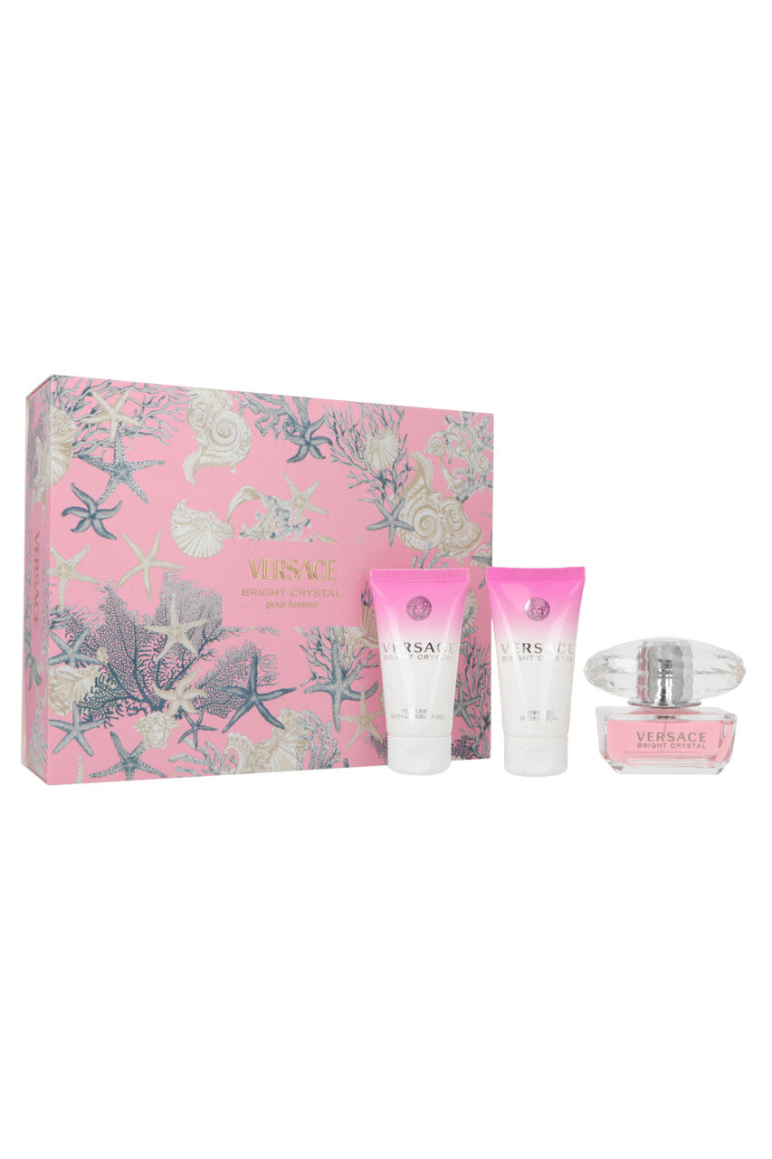 Versace bright crystal 3 pcs set for women: 1.7 eau de toilette spray + 1.7 body lotion + 1.7 bath & shower gel – JawsFragrance.com